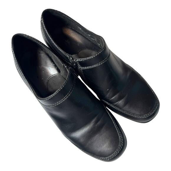 Clarks Leather Ankle Boot Block Heel Bootie Shooty 10 Black Zip Comfort Corpcore - Picture 14 of 14